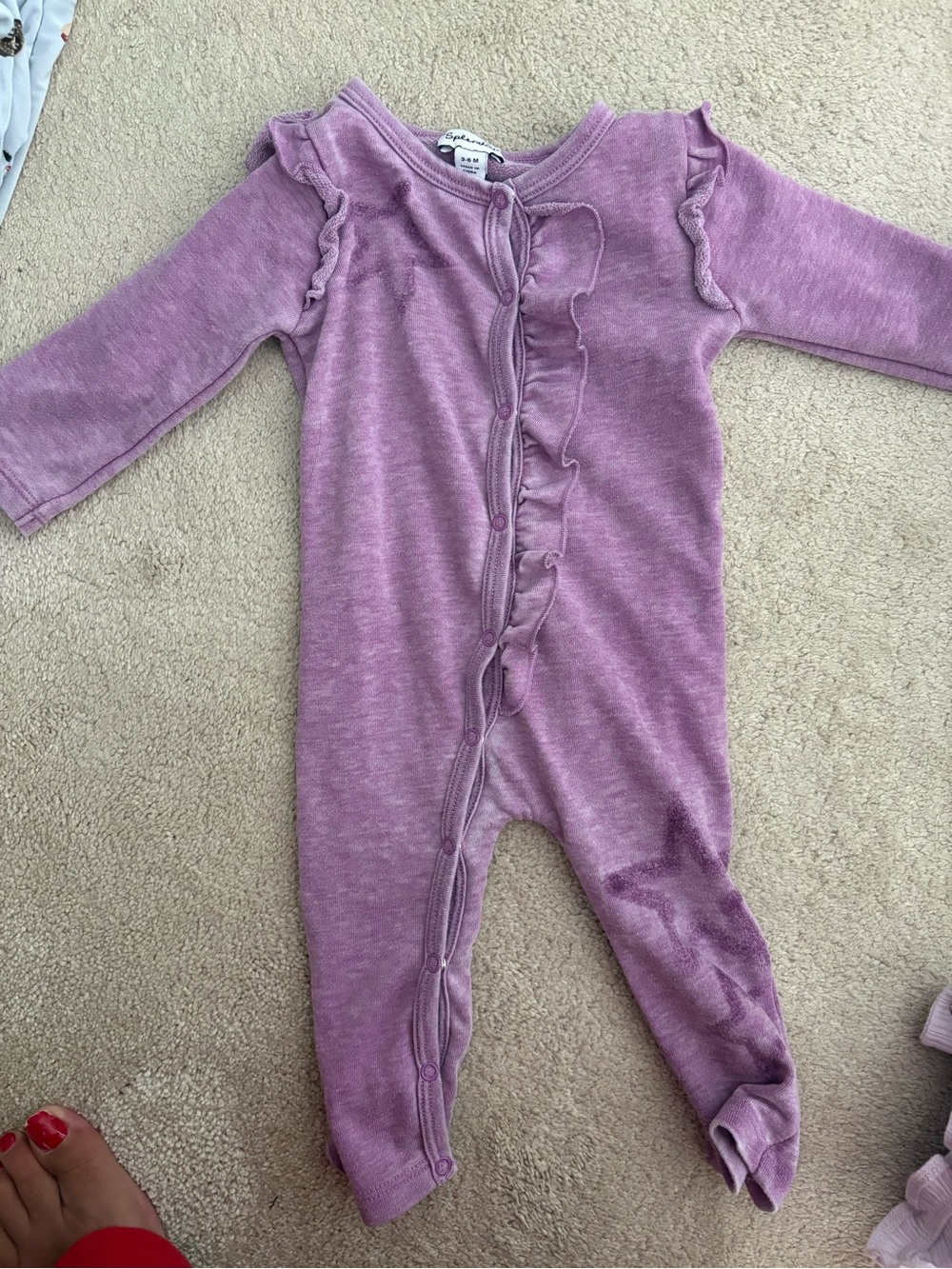 Splendid Lavender Ruffle-Trim Footed One-Piece